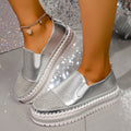 Damen Slip-On Sneakers mit funkelndem Obermaterial und bequemer Sohle R&B