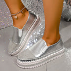 Damen Slip-On Sneakers mit funkelndem Obermaterial und bequemer Sohle R&B