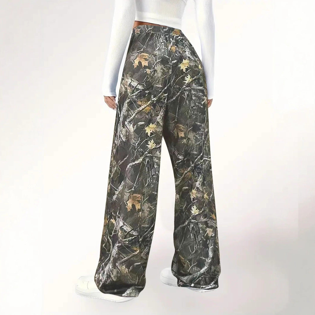 Damen Camouflage Palazzo-Hose mit elastischem Bund und komfortablem Schnitt R&B
