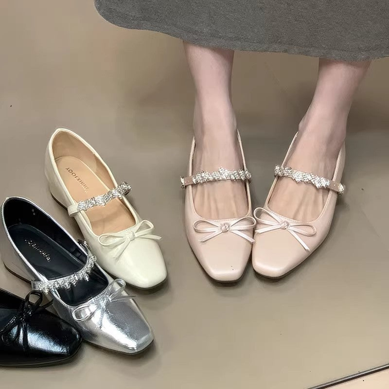 Damen Ballerinas mit eleganter Riemchenverzierung und schimmerndem Finish R&B
