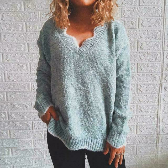 R&B | Pullover - Damen Herbst Einfarbiger Lässiger Pullover