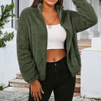 Damen Kuschelige Fleecejacke mit hohem Kragen und Reißverschluss R&B