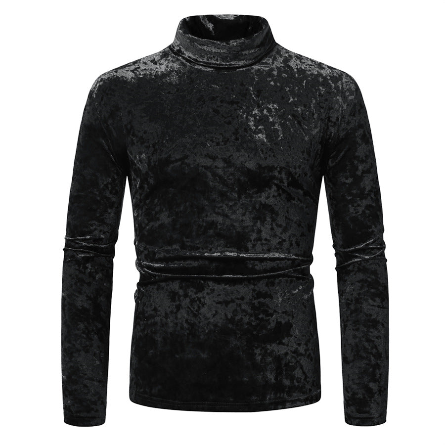 Herren eleganter Rollkragenpullover aus samtigem Stoff R&B