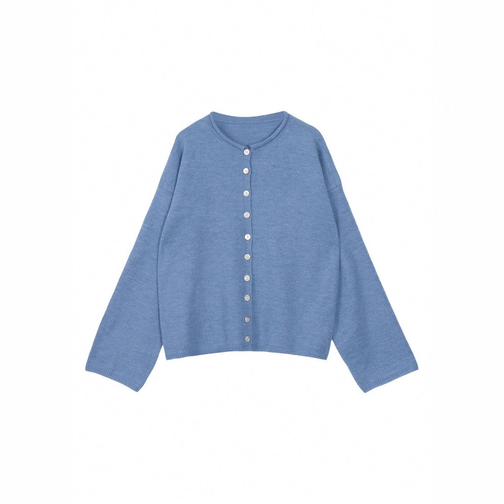 Damen Strickjacke kurz aus Baumwolle mit Knöpfen