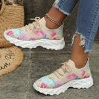 Damen Modische Sneaker mit floralem Jacquard-GewR&Be und luftiger Sohle R&B