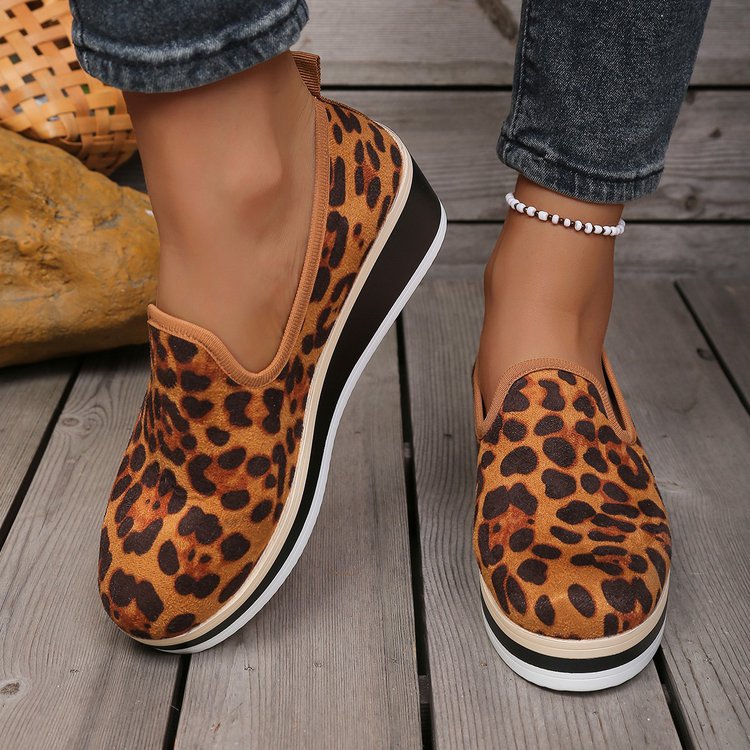 Damen Wedge-Sneaker mit animalistischem Muster und rutschfester Sohle R&B