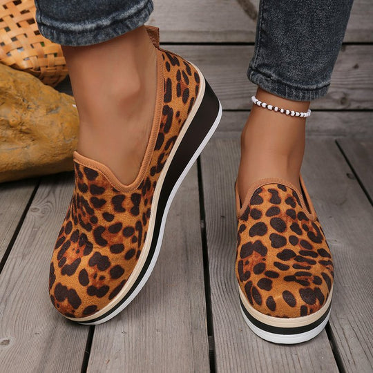 Damen Wedge-Sneaker mit animalistischem Muster und rutschfester Sohle R&B
