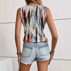 Damen Crop-Top mit Knopfleiste und modernem Grafikdesign R&B