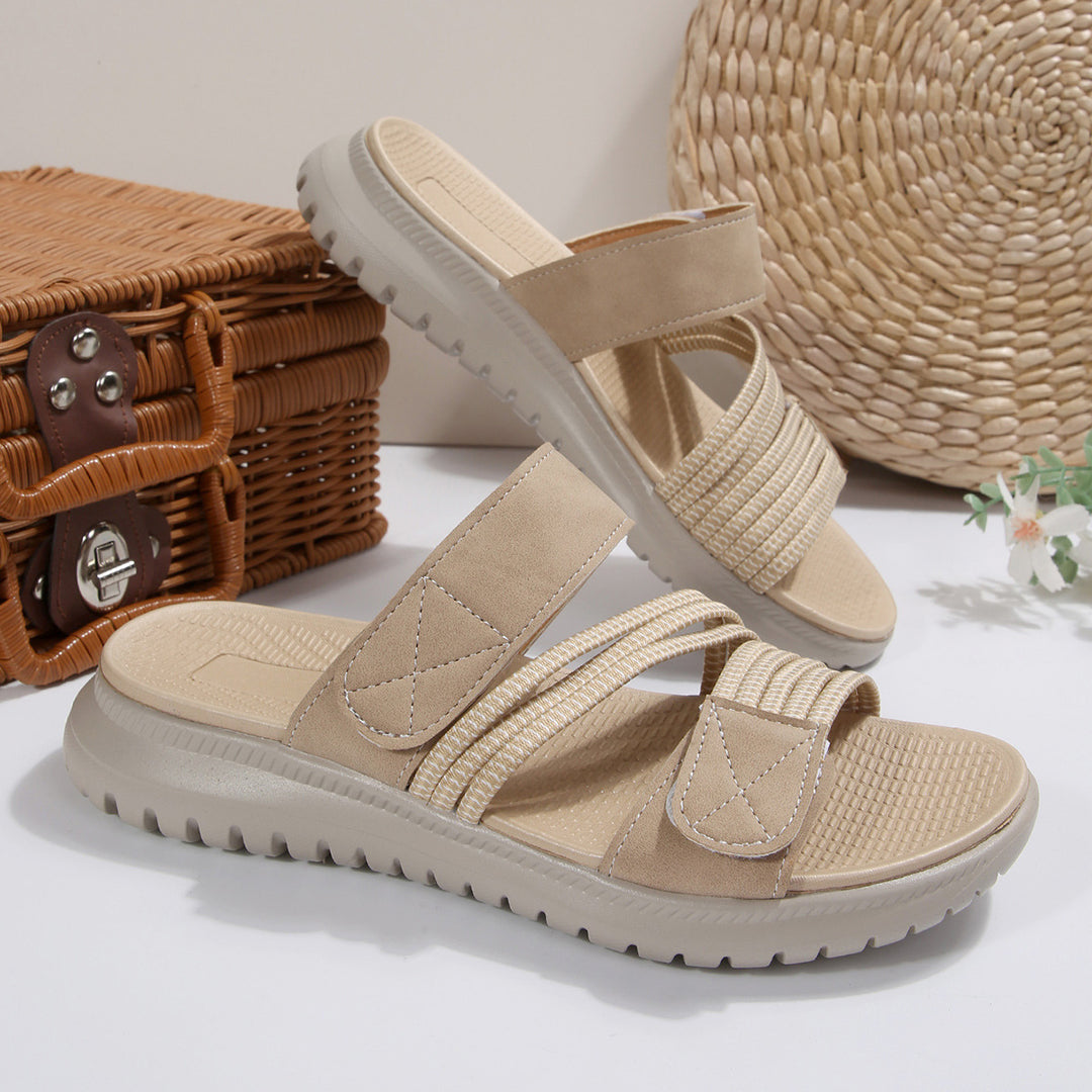 Damen komfortable Riemchensandalen mit elastischem Fußbett R&B