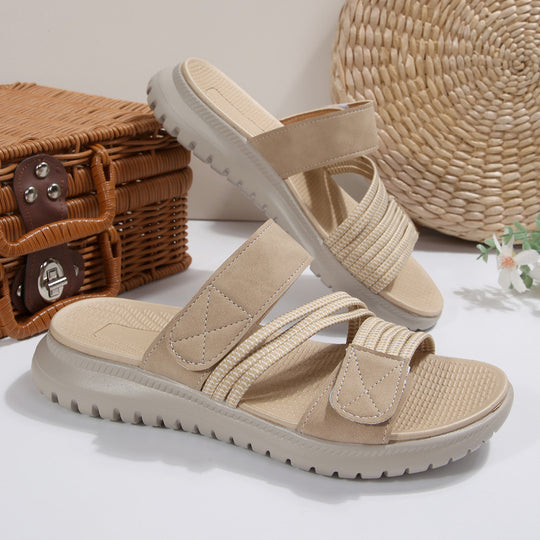 Damen komfortable Riemchensandalen mit elastischem Fußbett R&B