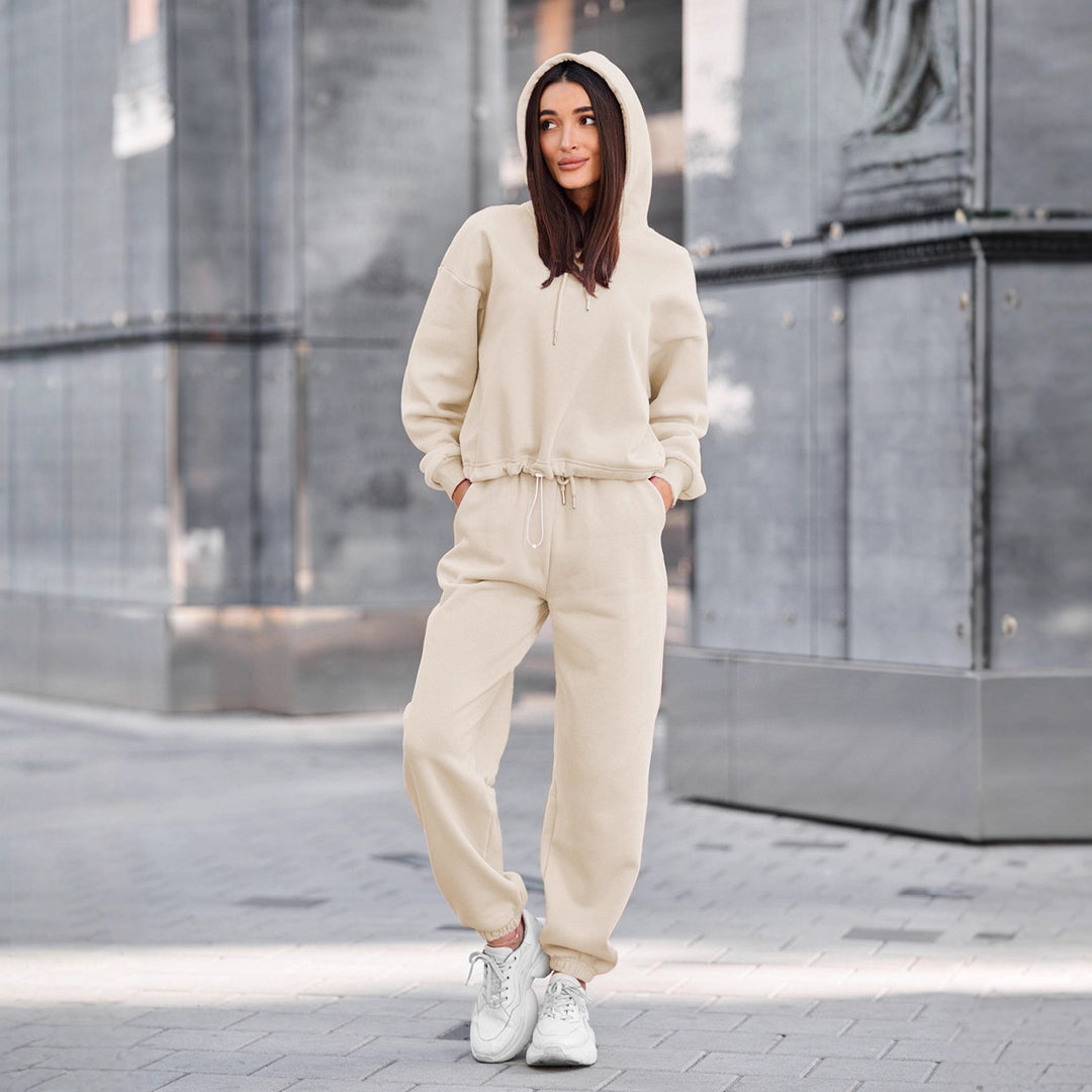 Damen sportlicher Freizeitsatz mit Kapuzenpullover und bequemen Jogginghosen R&B