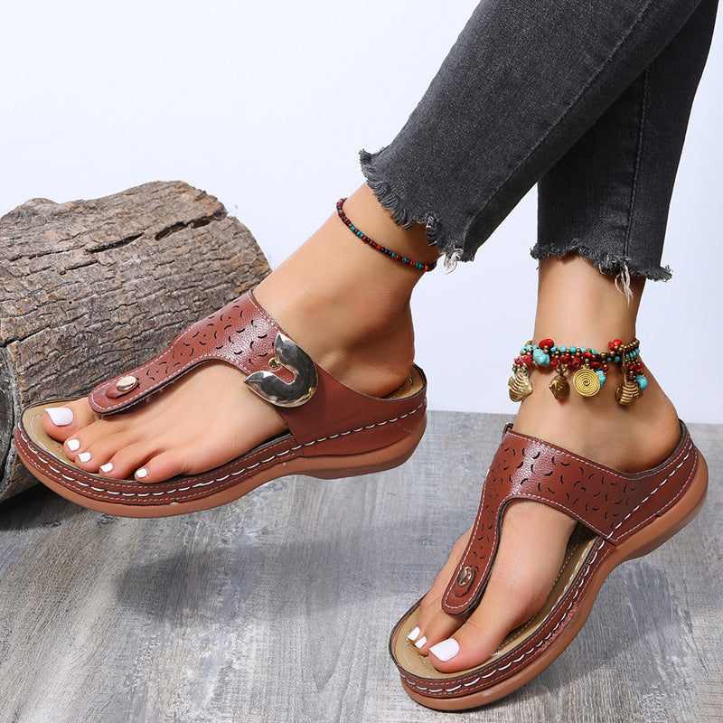 Damen Bequeme Zehentrenner-Sandalen mit verstellbarem Riemen und gepolsterter Sohle R&B