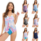 Damen Tankini-Set mit floralem Überrock und verstellbaren Trägern R&B
