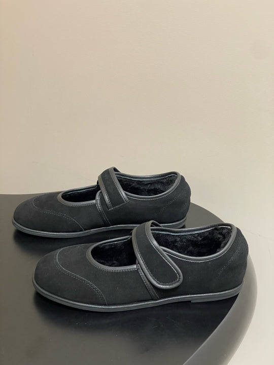 Damen Ballerinas mit verstellbarem Riemen und weichem Wildleder R&B