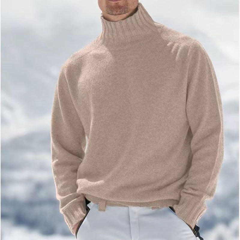 Herren Rollkragenpullover aus hochwertiger Wolle mit strukturierten Details R&B