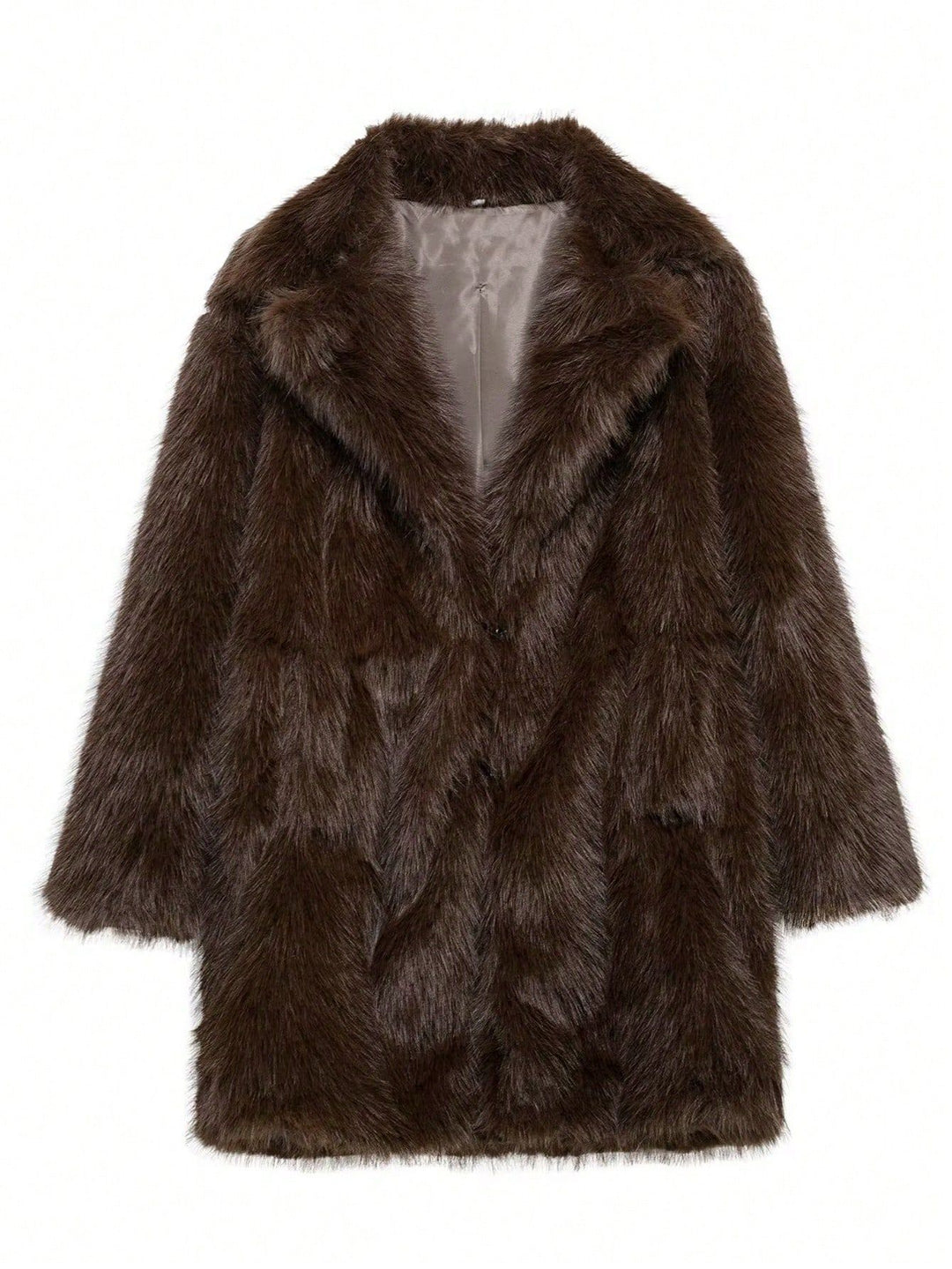 Damen luxuriöse Kunstfelljacke mit weichem Revers und großen Taschen R&B