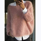 Damen Kuscheliger Oversized Pullover mit U-Boot-Ausschnitt