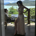 Damen Maxikleid mit floralem Drapierungsdesign R&B