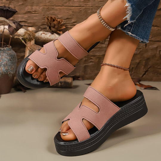 Damen Wedge-Pantoletten mit komfortablem Riemendesign und atmungsaktiver Sohle R&B
