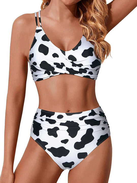 Damen Hochtailliertes Bikini-Set mit gerafftem Oberteil R&B
