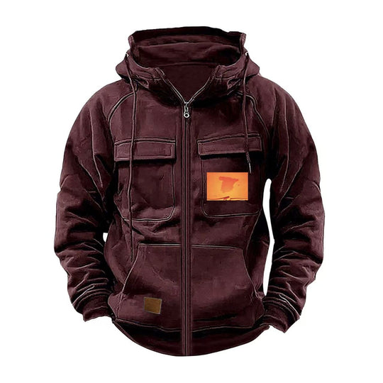 Herren multifunktionale Kapuzenjacke mit praktischen Taschen R&B
