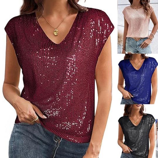 Damen Glamouröses Paillettenshirt R&B