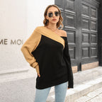 Damen Oversized Strickpullover mit schulterfreiem Design R&B