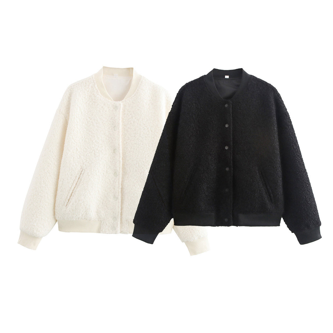 Damen Oversized Fleecejacke mit Knopfverschluss und Seitentaschen R&B