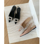 Damen Slingback Ballerinas mit funkelndem Strassdetail
