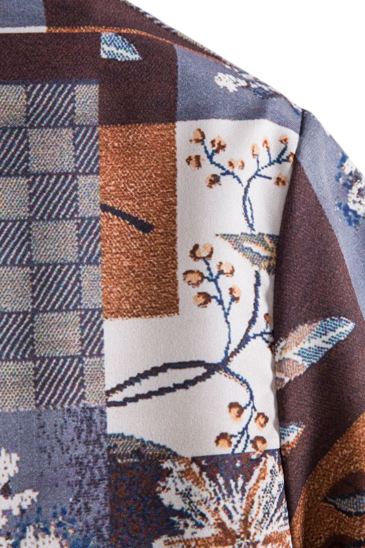 Herren Kurzarmhemd mit floralem Patchwork-Design