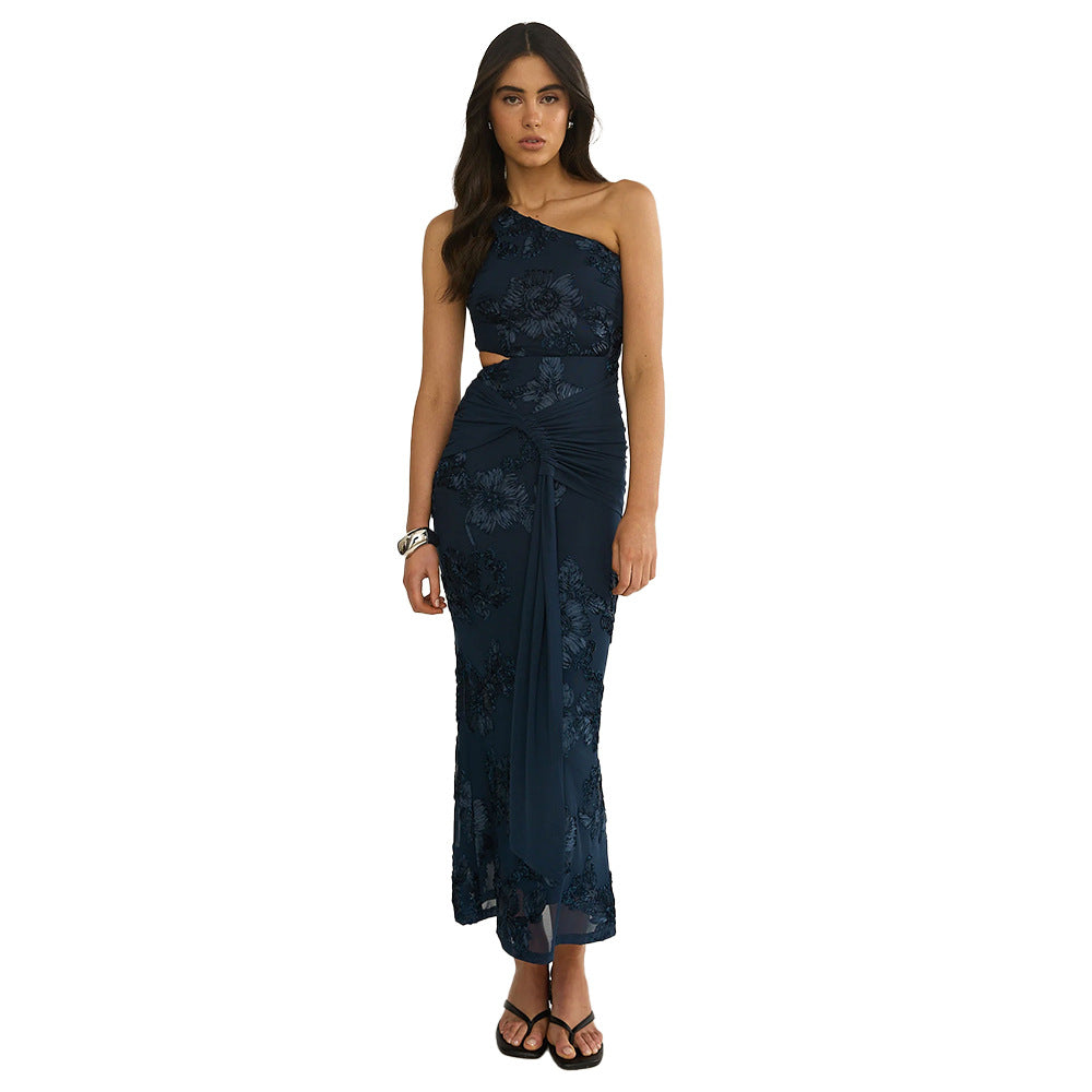 Damen Elegantes Abendkleid mit asymmetrischem Design und floralem Cut-Out R&B