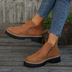 Damen Trendige Chelsea-Boots mit seitlichem Reißverschluss und rutschfester Sohle R&B