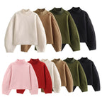Damen Kuscheliger Pullover mit hohem Kragen und überschnittenen Schultern R&B