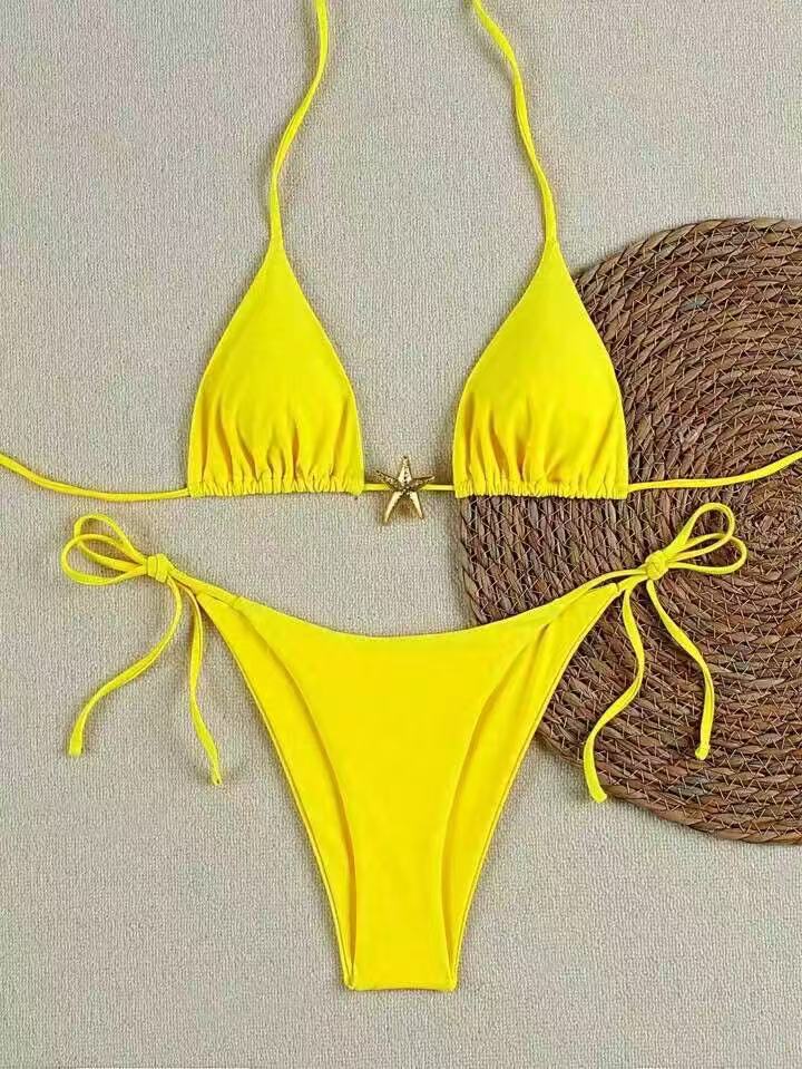 Damen Bikini-Set mit verstellbarem Triangel-Oberteil und hoher Taillenhose R&B