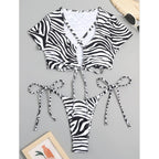 Damen Bikini-Set mit stylischen Schnürdetails und aufregendem ZR&Bra-Muster R&B