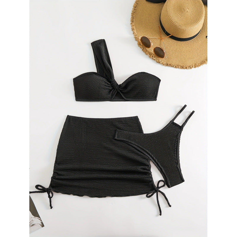 Damen Bikini-Set mit asymmetrischem Oberteil und femininer Rüschendetail R&B
