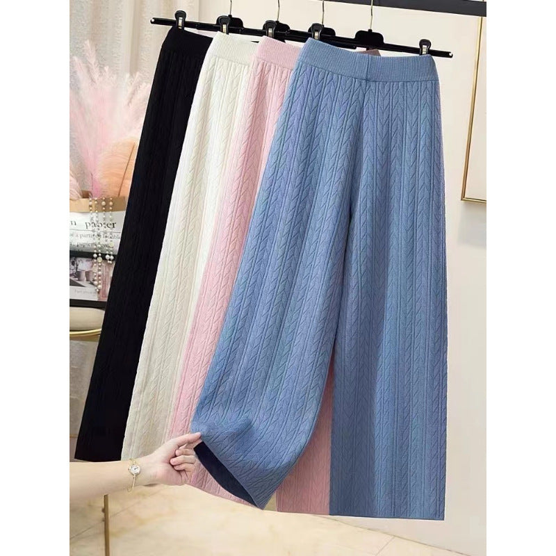 Damen Weite Strickhose mit Zopfmuster