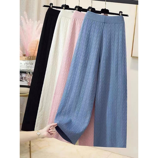 Damen Weite Strickhose mit Zopfmuster R&B
