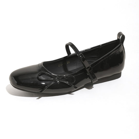 Damen Ballerina-Schuhe mit eleganter Schleifenverzierung und glänzender Oberfläche R&B