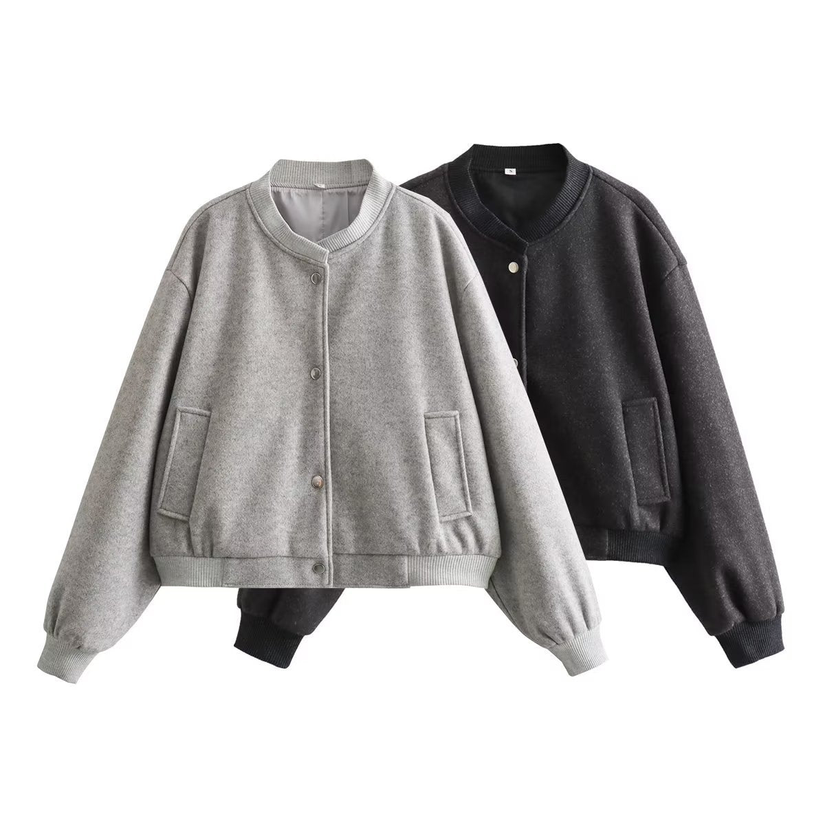 Damen modische Sweatjacke mit Knopfverschluss und praktischen Taschen R&B
