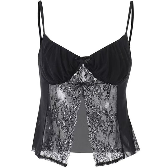 Damen Sexy Spitzen-Crop-Top mit raffinierten Trägern und aufregendem Design R&B
