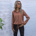 Damen Elegante Bluse mit Krawattenverschluss und Brusttaschen R&B