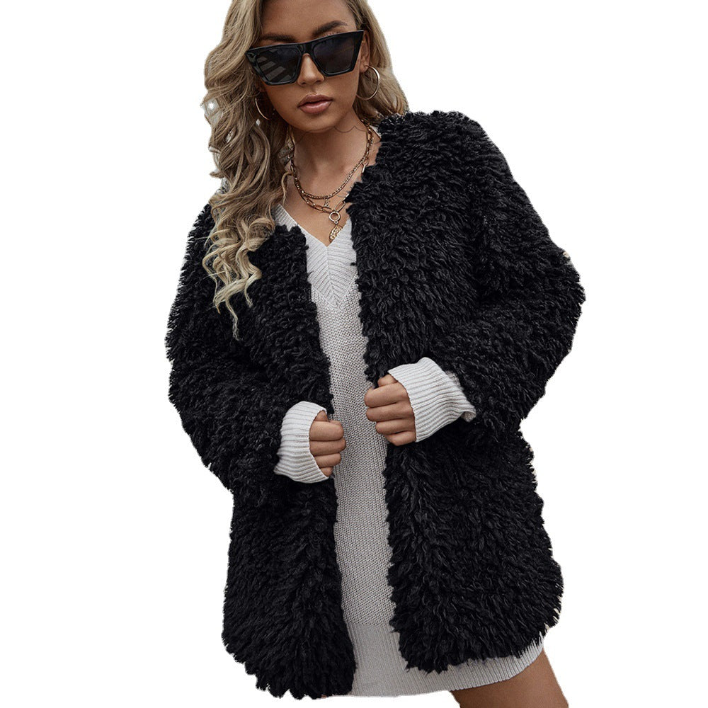 Damen Kuschelmantel mit voluminösem Faux-Fur R&B