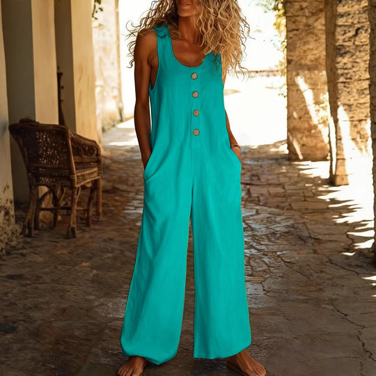 Damen Jumpsuit mit floralem Muster und Knopfdetails R&B