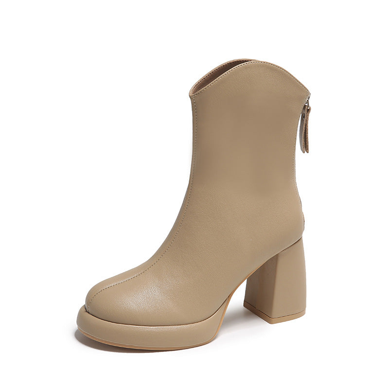 Damen eleganter und edler Ankle Boot mit blockiertem Absatz und Reißverschluss R&B
