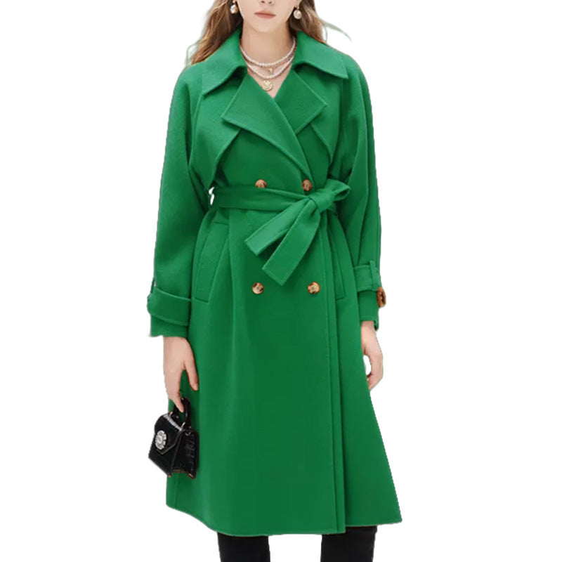 Damen eleganter Trenchmantel mit doppelter Knopfleiste und tailliertem Schnitt R&B