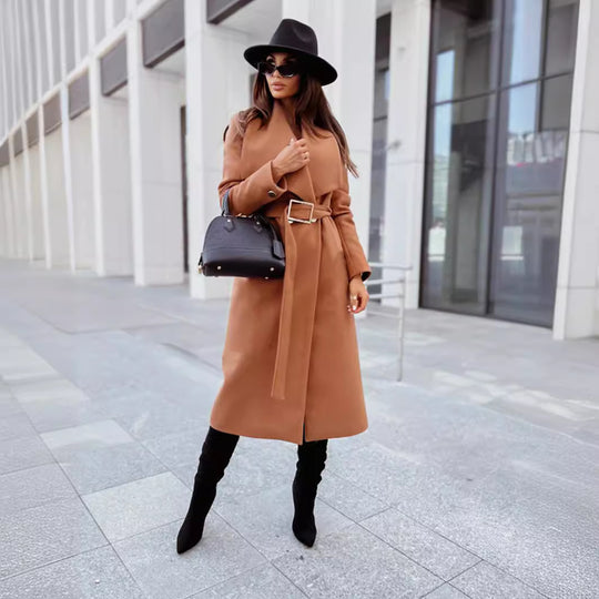 Damen eleganter Trenchcoat mit Gürtel und hochwertiger Verarbeitung R&B