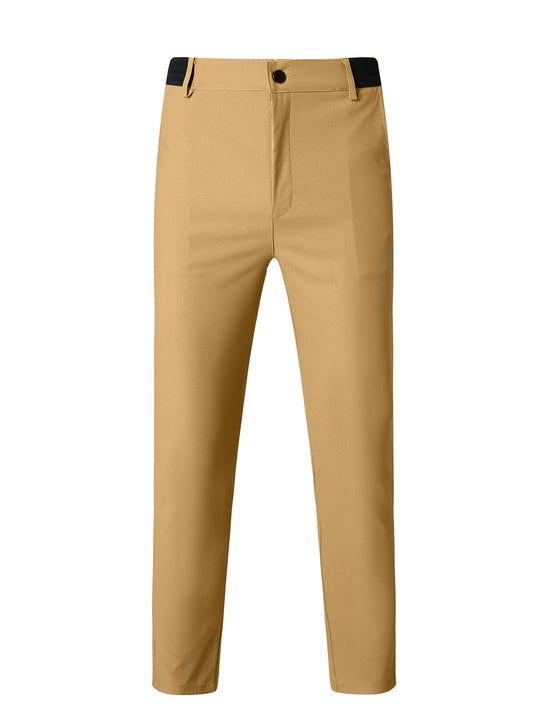 Herren elegante Slim-Fit Freizeithose mit elastischem Bund und klassischen Details R&B