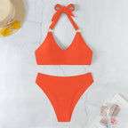 Damen Triangel-Bikini mit verstellbaren Riemen und elegantem Ringdetail R&B
