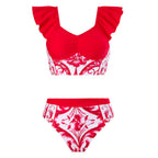 Damen Bikini-Set mit modischem Wickelrock und charmanten Rüschen R&B